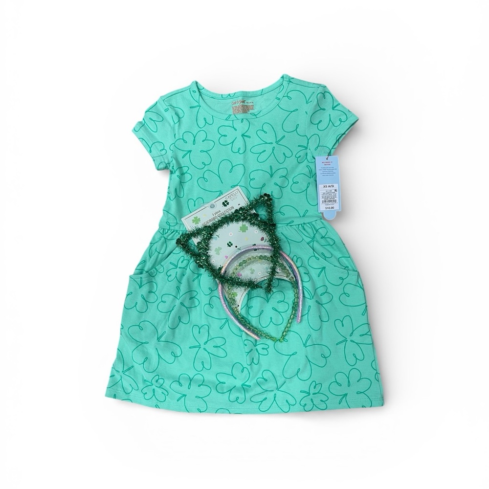 NWT Girls St. Patrick’s Day Bundle Size 4/5 Dress and Headband Set